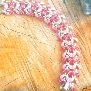 Vintage 2-tone Pink Leaves 50's Bracelet